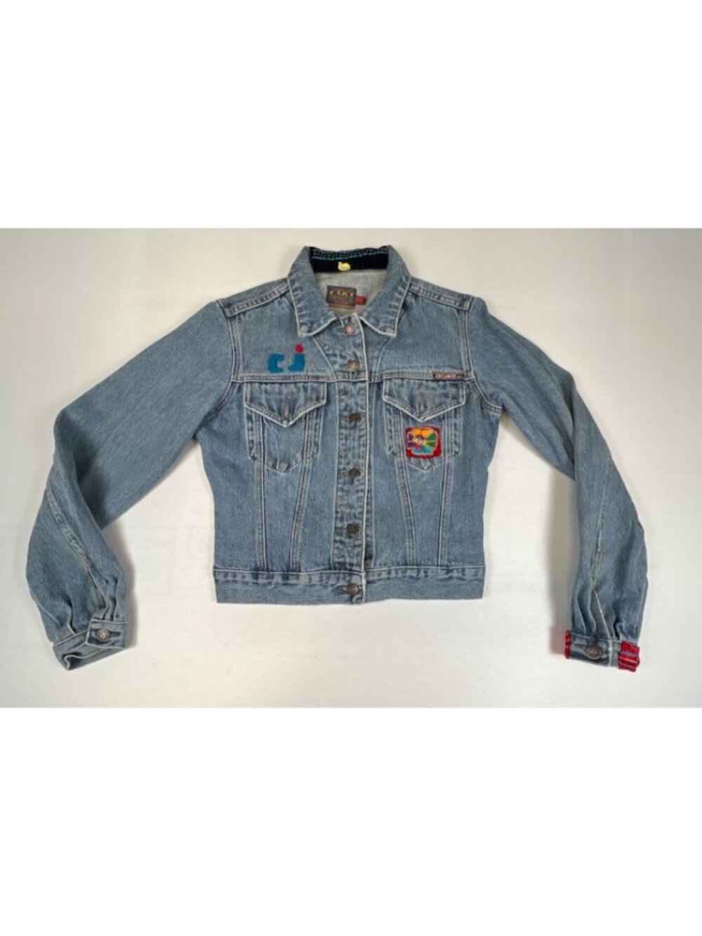 Cracker Jeans Denim Jacket Women's Large Embroidered Floral Patchwork Boho
